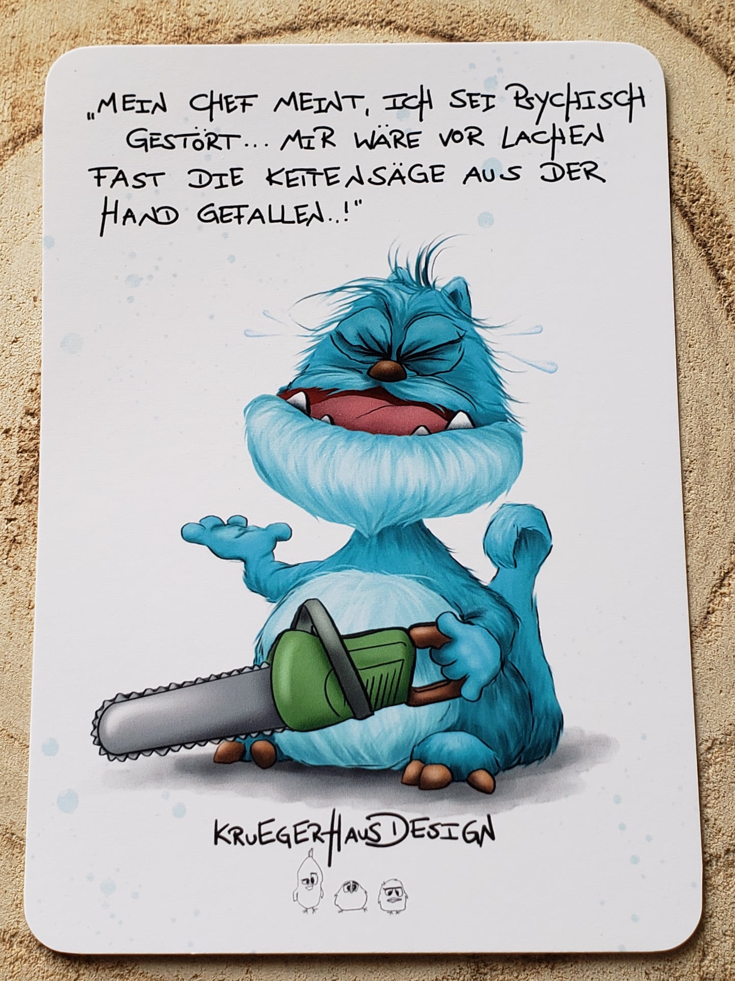 Postkarte Monster Kruegerhausdesign  "Mein Chef meint, ich sei psychisch gestört..."