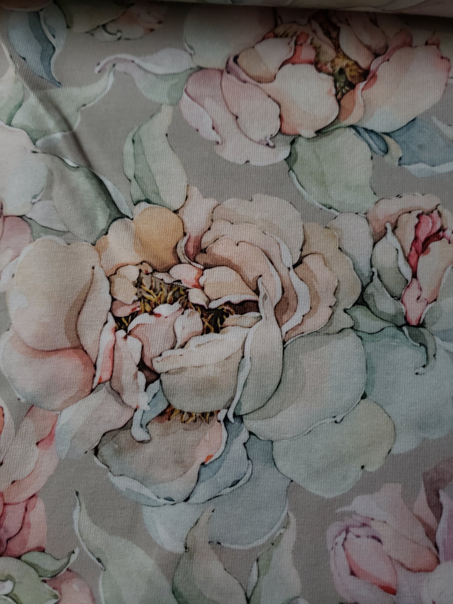 1m , Organic Cotton, Jersey Stoff, Boho Blumen in pastell Tönen