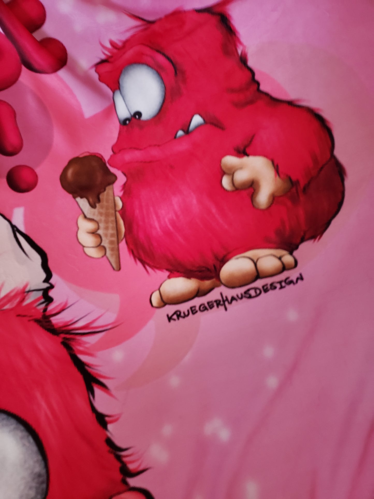 Premium Kuscheldecke, superweich, 150 x 200cm, Kruegerhausdesign Monster, Ich liebe Eis...