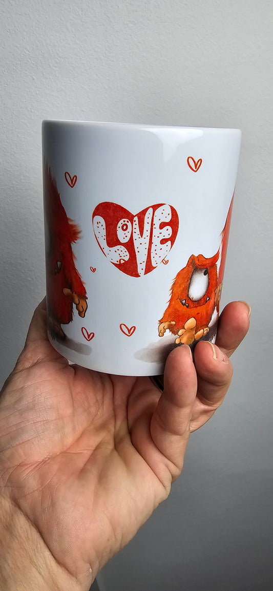 Muster Tasse, Kaffeetasse Kruegerhausdesign Herzhenkel Du und ich Love