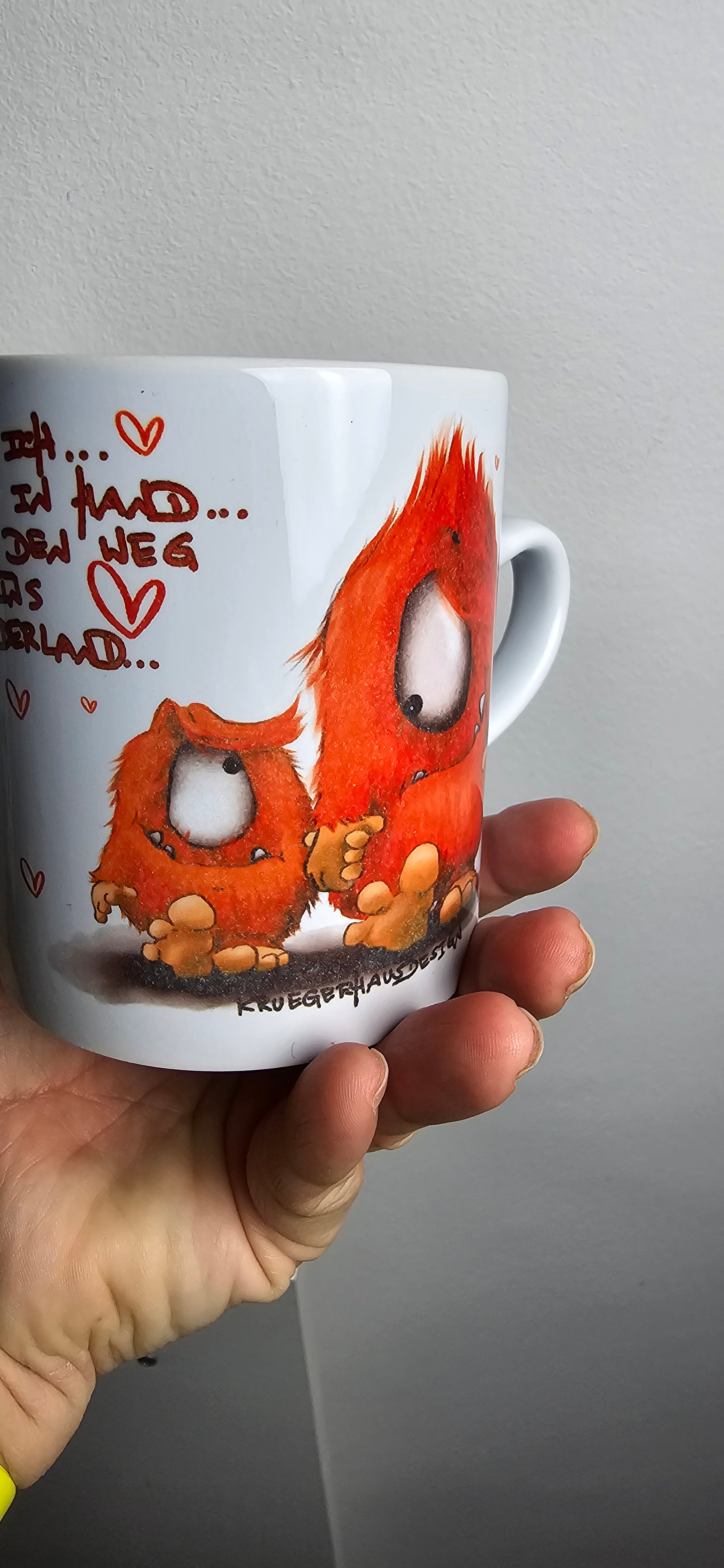 Muster Tasse, Kaffeetasse Kruegerhausdesign Herzhenkel Du und ich ins Wunderland...