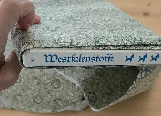 0,5m ,Westfalenstoffe Baumwolle, grün creme, Rosen, Organic Cotton