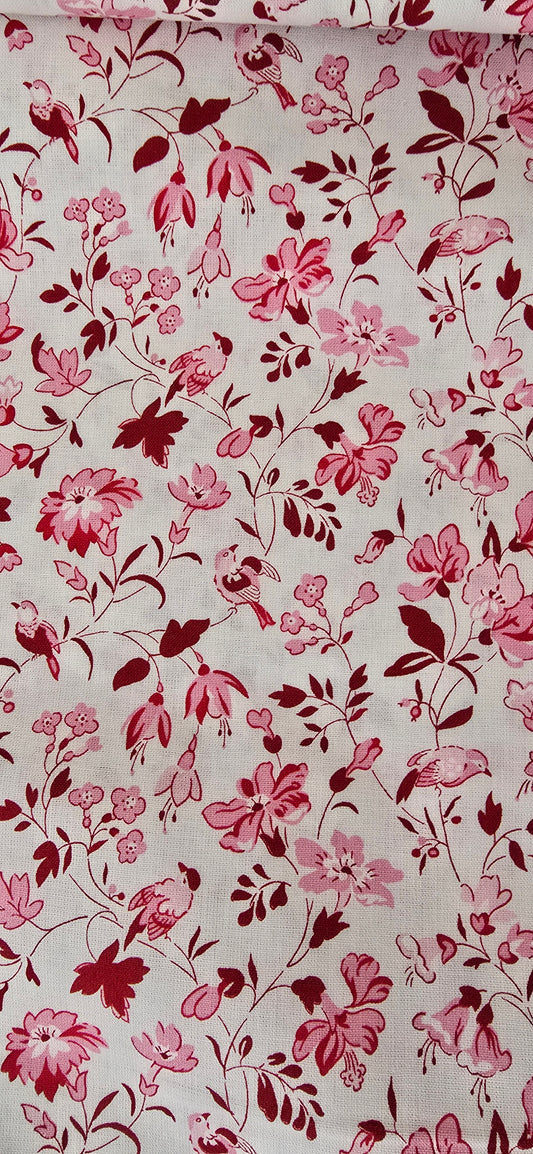 0,5m ,Westfalenstoffe Baumwolle, weiß rosa pink, Organic Cotton