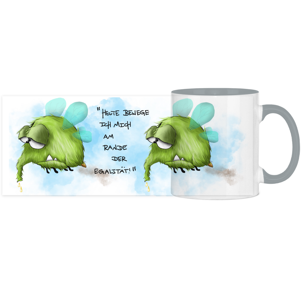 Tasse, Kaffeetasse, Teetasse, zweifarbig, Kruegerhausdesign Monster mit Spruch, 2. Variante, Heute bewege ich mich...