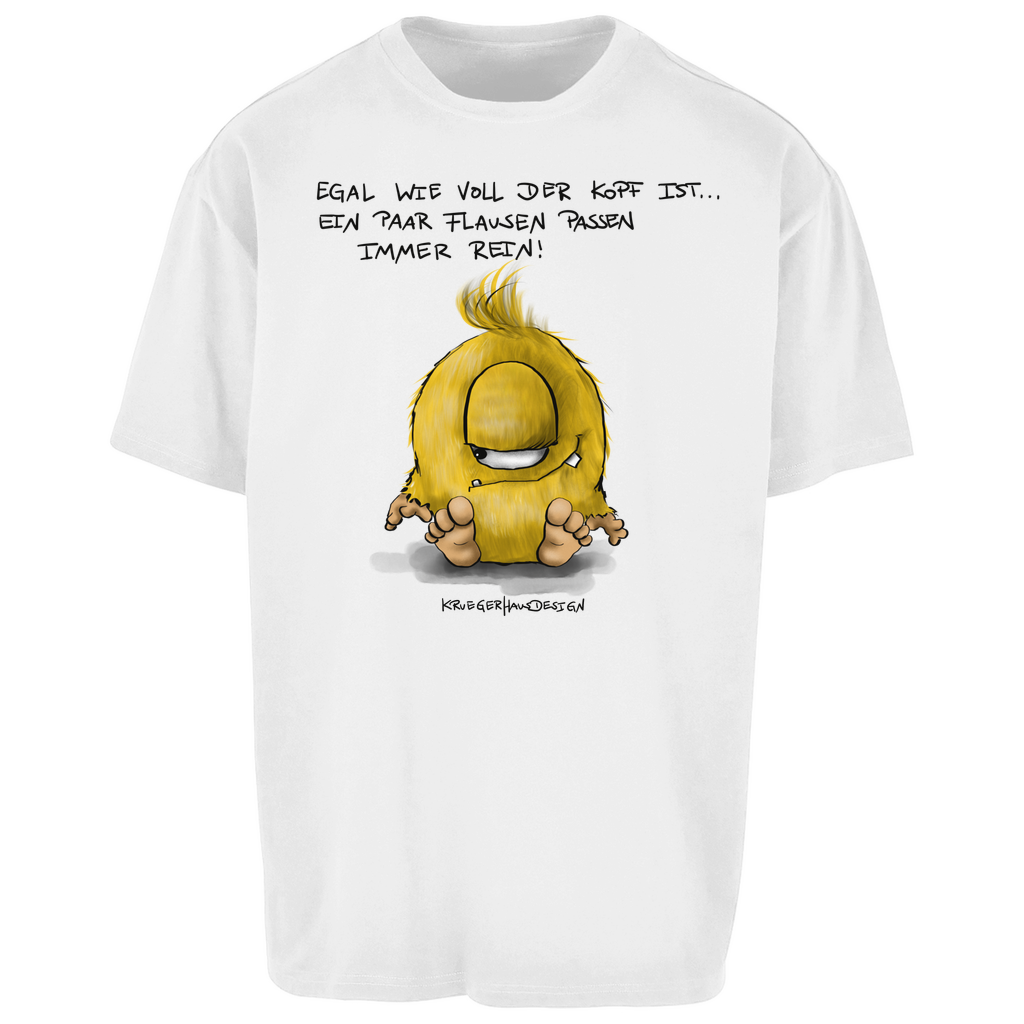 Oversize T-Shirt, Kruegerhausdesign Monster mit Spruch, Egal wie voll der Kopf ist, ein paar Flause... #79