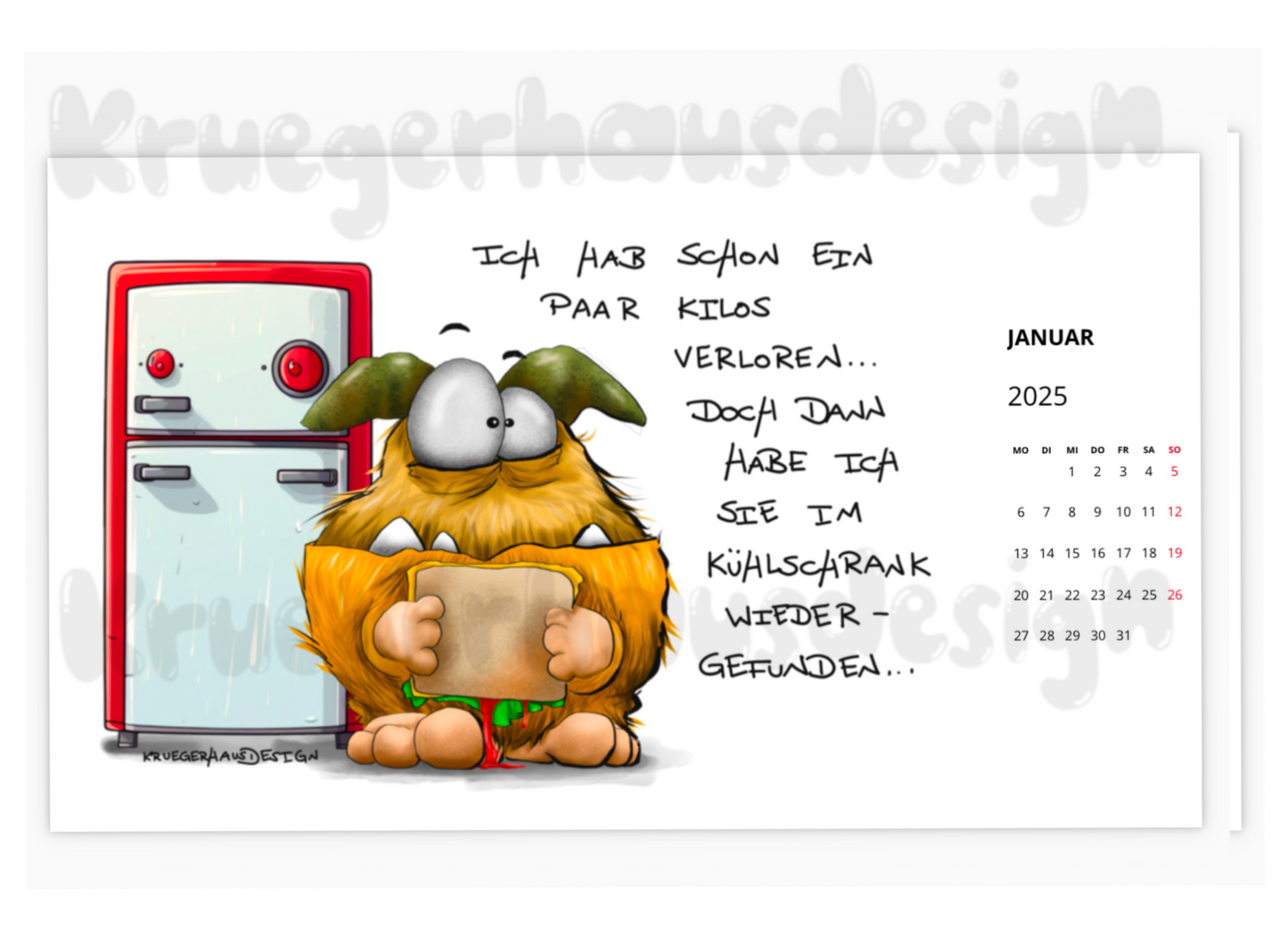 Postkarten  Kalender Kruegerhausdesign Monster Die Foodies 2025 NEU