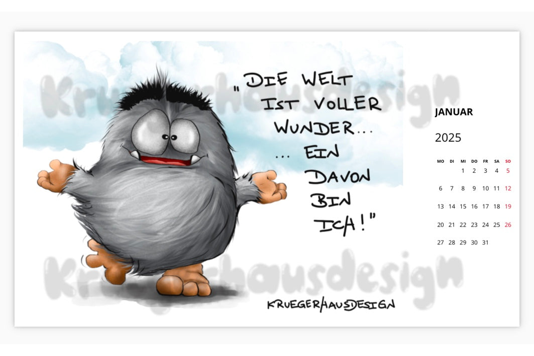 Postkarten  Kalender Kruegerhausdesign Monster Me, Myself & I 2025 NEU