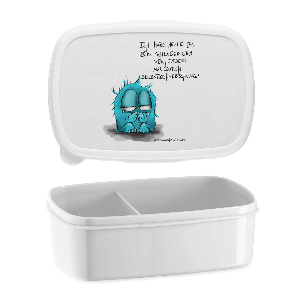 Lunchbox mit Aufteilung, Brotdose, Kruegerhausdesign Monster mit Spruch, Ich habe heute im Büro Schlägereien... #61