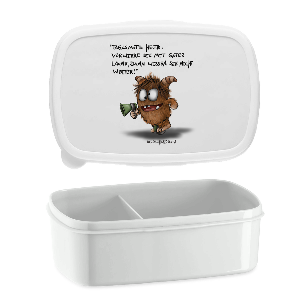Lunchbox mit Aufteilung, Brotdose, Kruegerhausdesign mit Monster und Spruch, Tagesmotto heute... #2