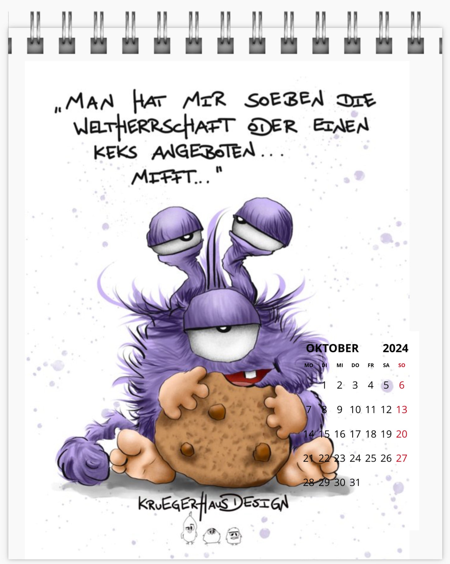 Kalender Tischkalender  Kruegerhausdesign Monster 2024 Größe 12 x 14.5 cm, Design 2