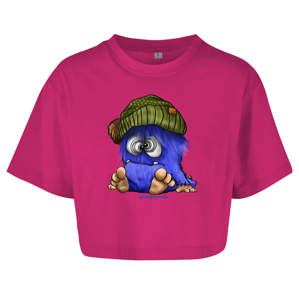 Damen Oversize Crop Top Tinnitus Monster