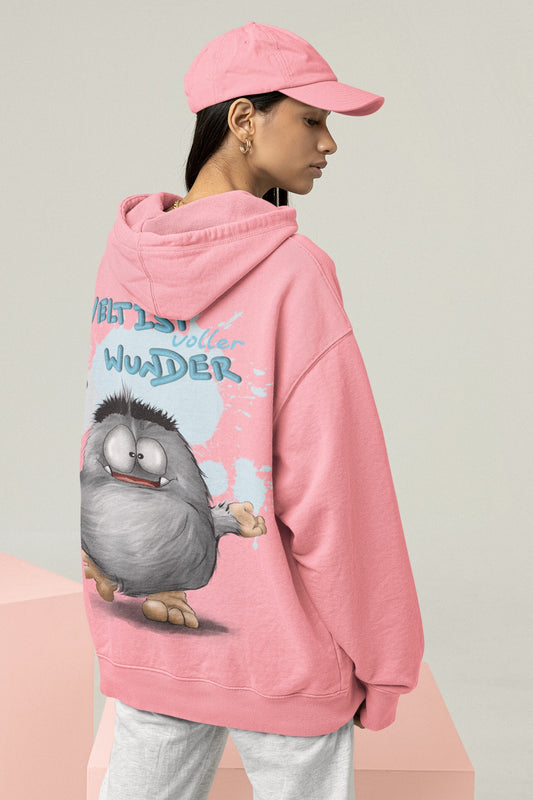 Unisex Hoodie XXL Druck Kruegerhausdesign Monster Horst, rosa, Gr. XL, Die Welt ist voller Wunder...