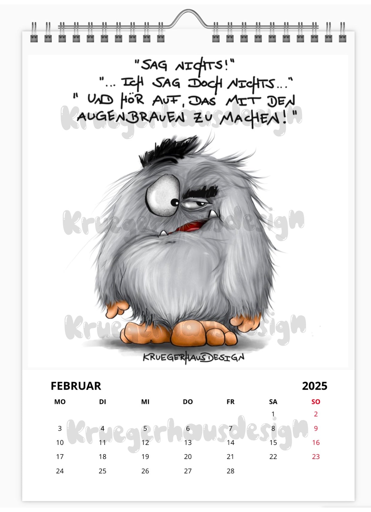 A4 Kalender Wandkalender Kruegerhausdesign Monster Horst 2025 NEU