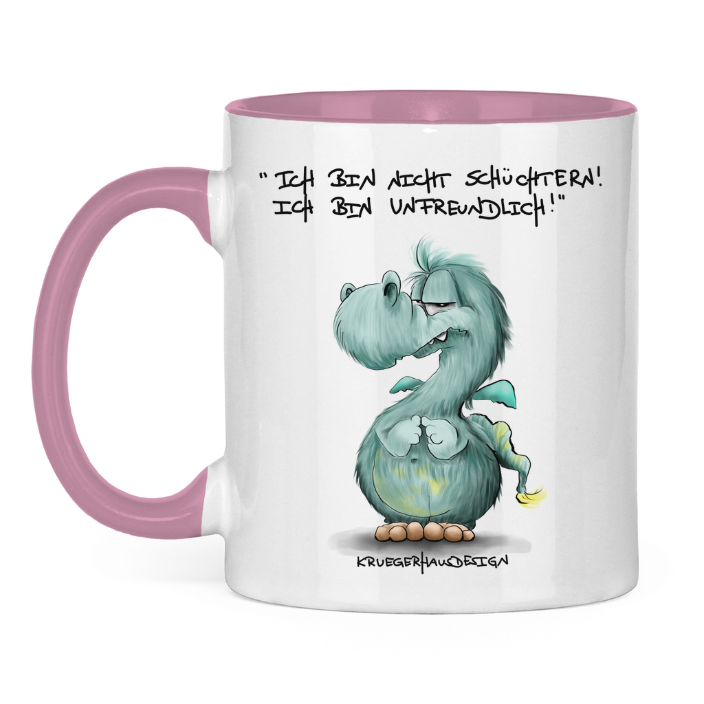 Tasse zweifarbig,Kaffeetasse, Teetasse, Kruegerhausdesign mit Monster und Spruch, Ich bin nicht schüchtern... #290