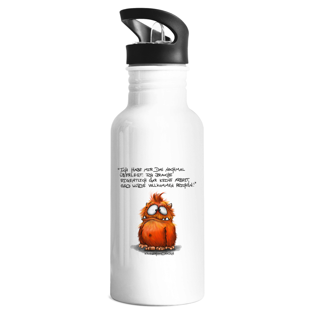 Edelstahl-Trinkflasche, Kruegerhausdesign Monster mit Spruch, Ich habe mir das nochmal überlegt... #95