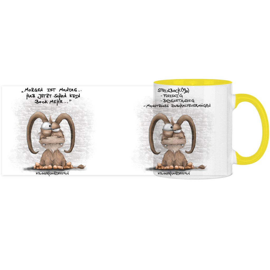Tasse, Kaffeetasse Kruegerhausdesign Sternzeichen Steinbock Monster, zweifarbig