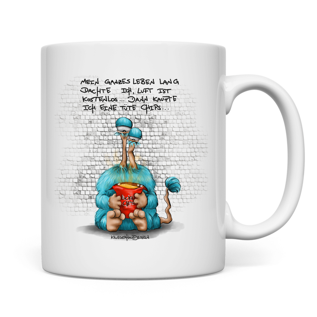 Tasse, Kaffeetasse, Teetasse, Kruegerhausdesign Monster mit Spruch, Mein ganzes Leben lang dachte... #315