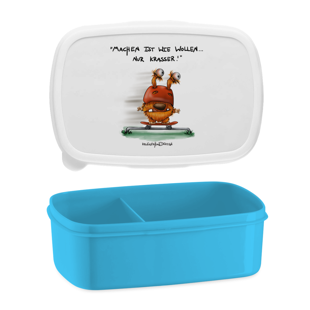 Lunchbox mit Aufteilung, Brotdose, Kruegerhausdesign Monster mit Spruch, Machen ist wie wollen...#5
