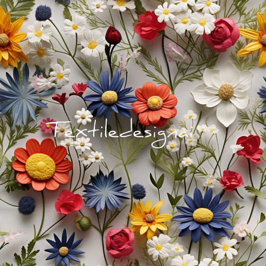 Digitale Stoffdesign, Tapeten oder Papeterie Design, realistic Flowers 002, Blumen in 3D