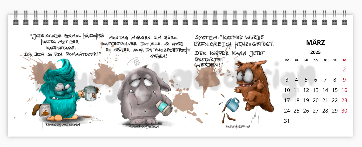 Kalender Tischkalender breit Kruegerhausdesign Monster 2025