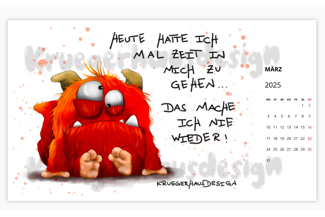 Postkarten  Kalender Kruegerhausdesign Monster Me, Myself & I 2025 NEU