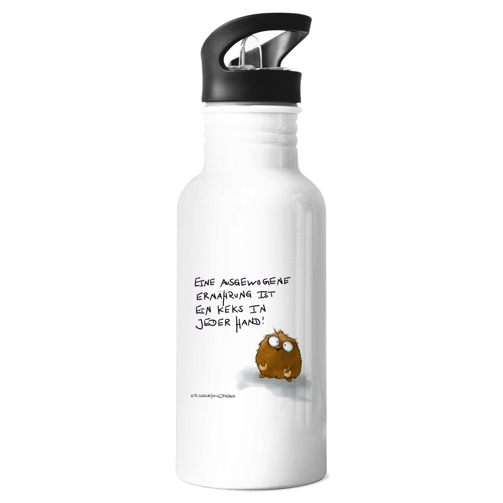 Edelstahl-Trinkflasche, Kruegerhausdesign Monster mit Spruch, Eine ausgewogene Ernährung ist... #70