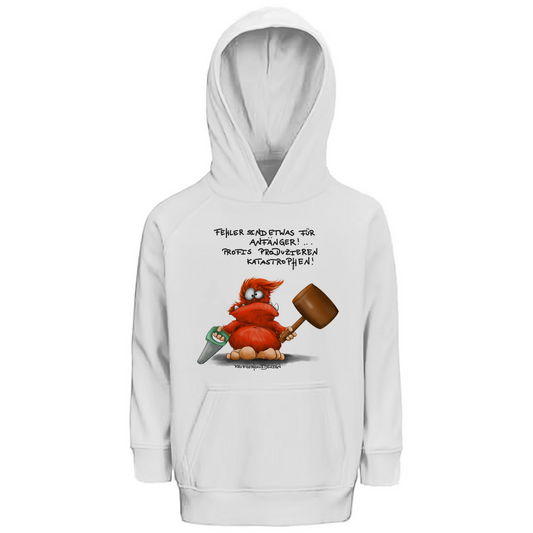 Kinder Premium Bio Hoodie, Kapuzen Pullover, Kruegerhausdesign Monster Spruch, schwarze Schrift, Fehler sind etwas ... #151