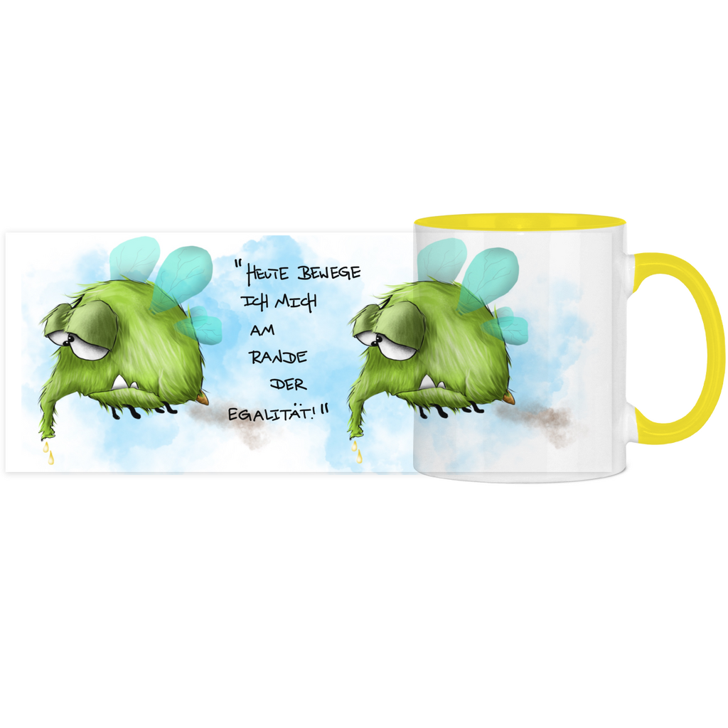 Tasse, Kaffeetasse, Teetasse, zweifarbig, Kruegerhausdesign Monster mit Spruch, 2. Variante, Heute bewege ich mich...