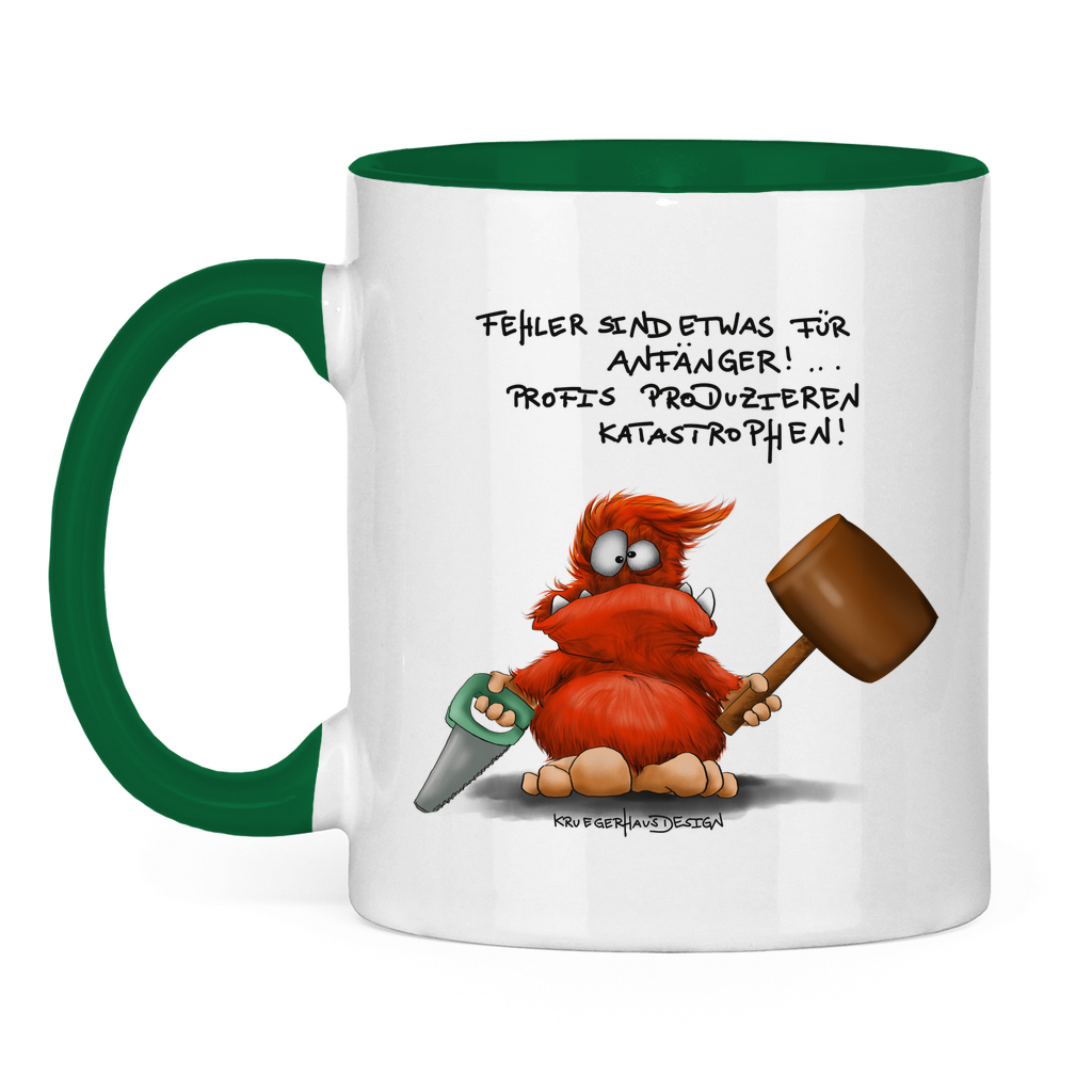 Tasse zweifarbig, Kaffeetasse, Teetasse, Kruegerhausdesign mit Monster und Spruch, Fehler sind etwas... #151