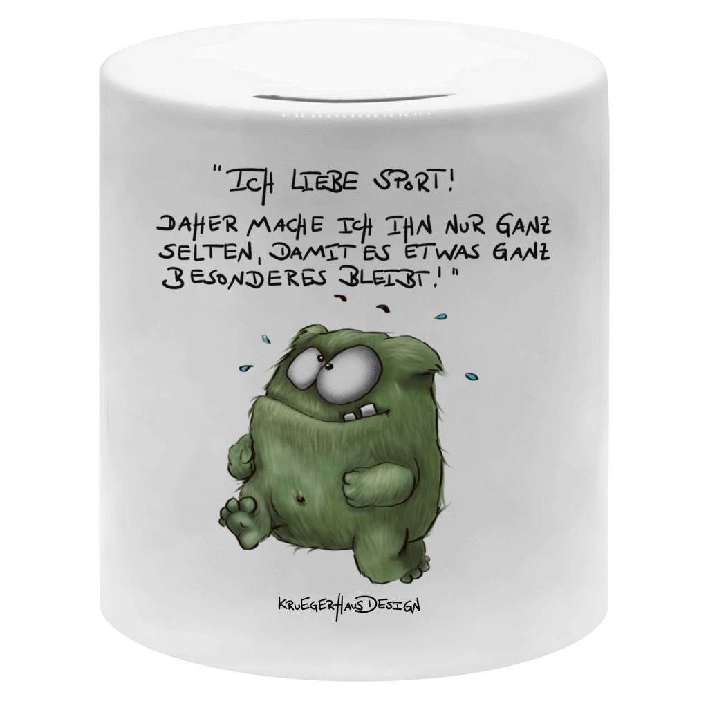 Money box, Spardose, Kruegerhausdesign Monster und Spruch, Ich liebe Sport! ... #27