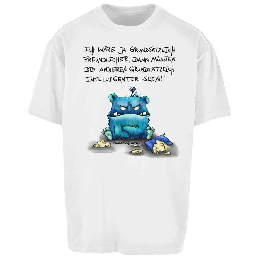Oversize T-Shirt, Kruegerhausdesign mit Monster und Spruch, Ich wäre ja grundsätzlich... #34