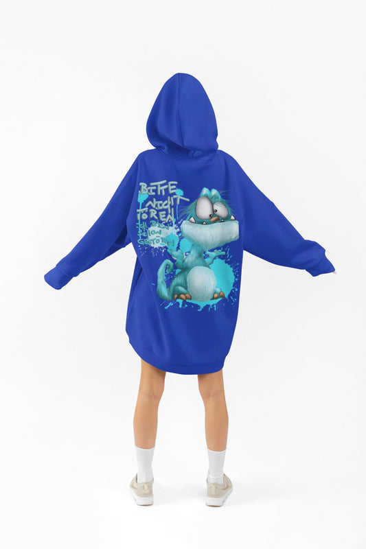 Unisex Hoodie XXL Druck Kruegerhausdesign Monster in royal blau Gr. XXL, Monster: Bitte nicht stören! Ich bin schon gestört!
