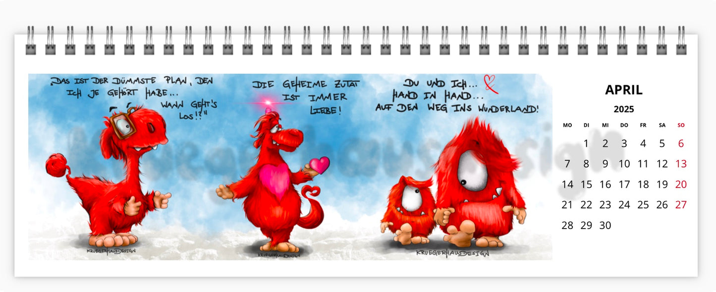 Kalender Tischkalender breit Kruegerhausdesign Monster 2025