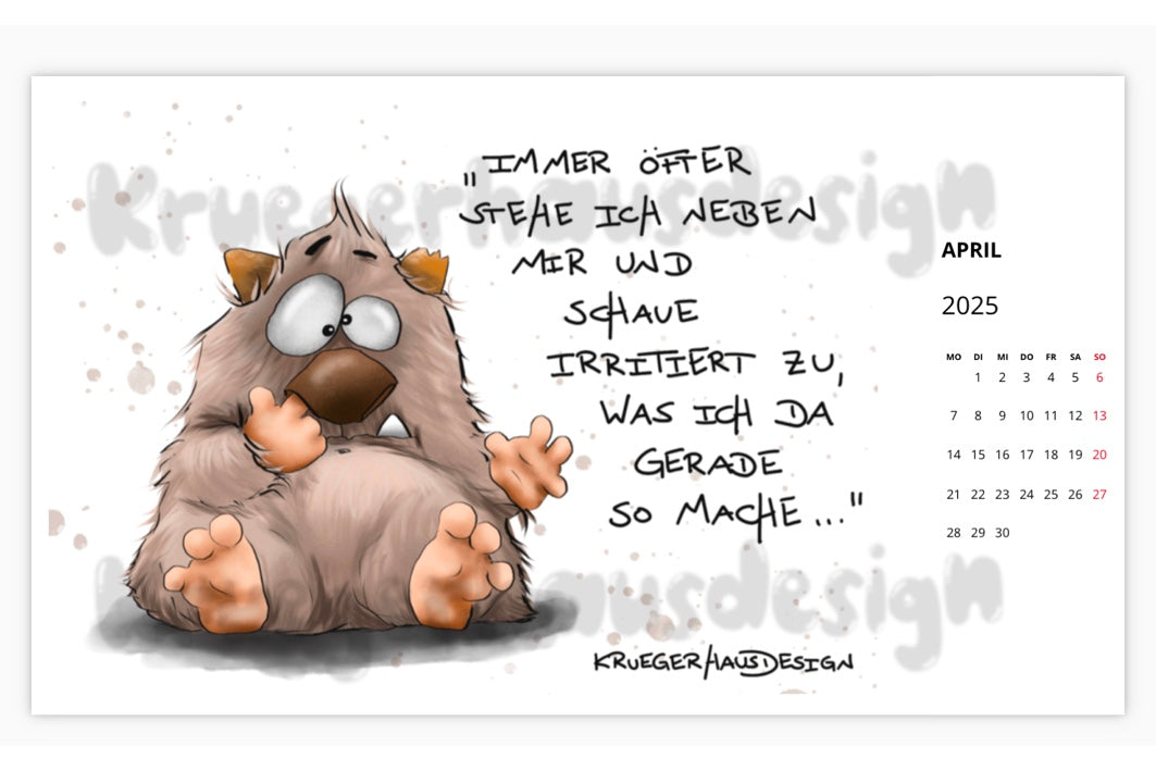 Postkarten  Kalender Kruegerhausdesign Monster Me, Myself & I 2025 NEU