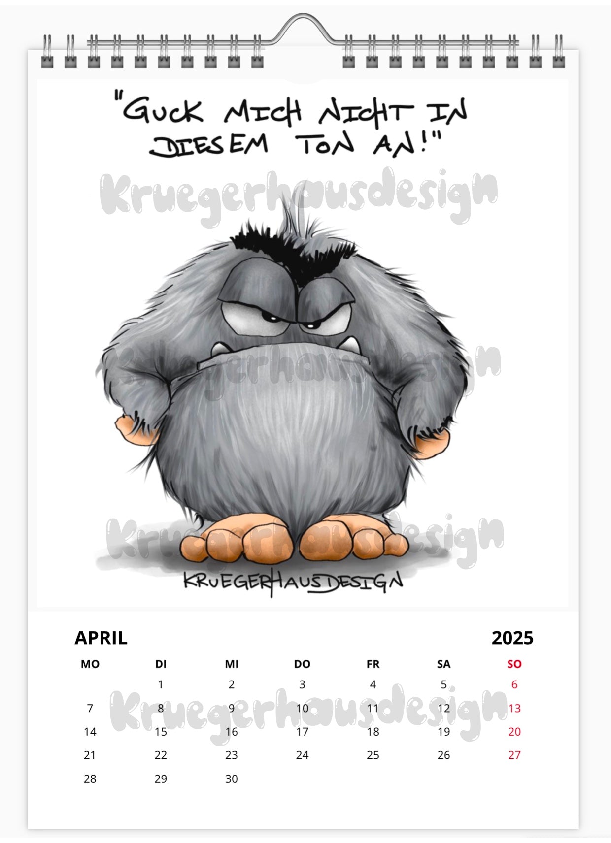 A4 Kalender Wandkalender Kruegerhausdesign Monster Horst 2025 NEU