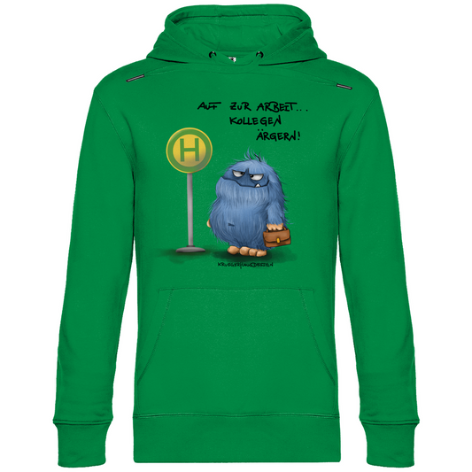 Herren Hoodie, Kruegerhausdesign Monster Spruch, schwarze Schrift, Auf zur Arbeit. #168