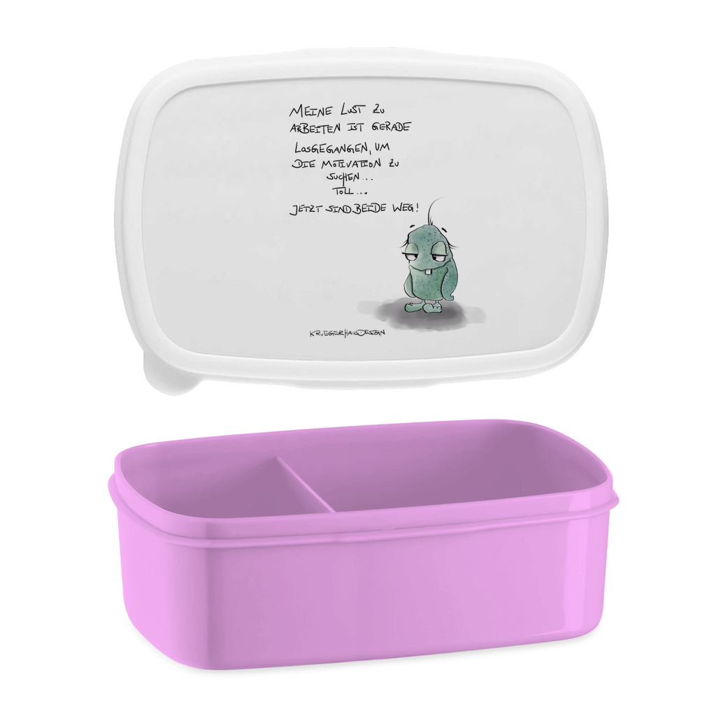 Lunchbox mit Aufteilung, Brotdose, Kruegerhausdesign Monster mit Spruch, Meine Lust zu arbeiten... #62