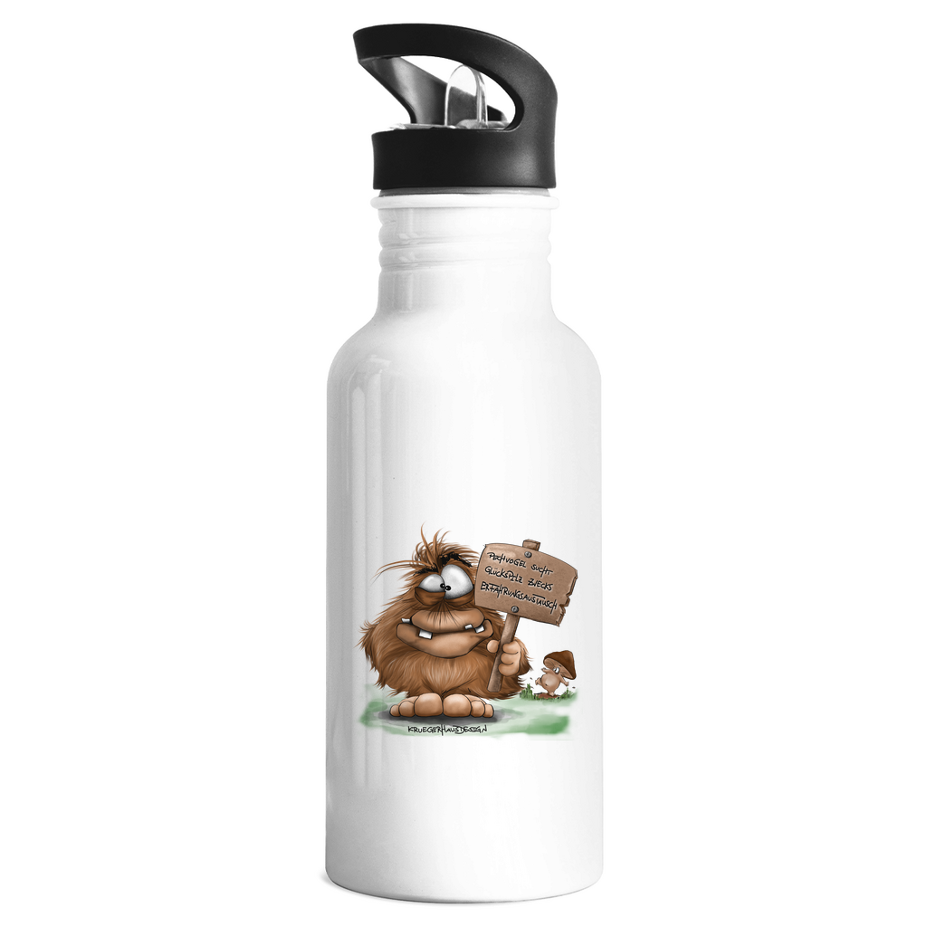 Edelstahl-Trinkflasche, Kruegerhausdesign Monster mit Spruch, Pechvogel und Glückspilz