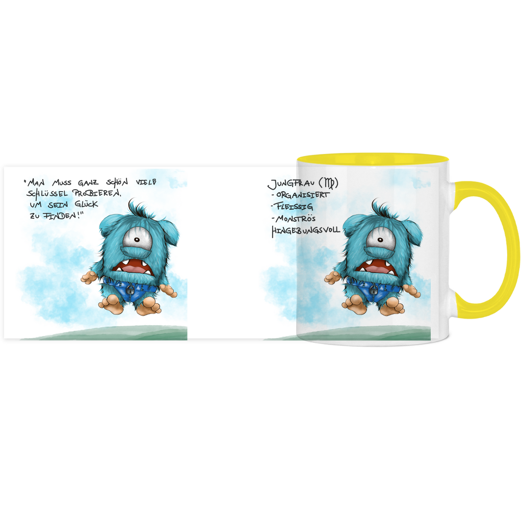 Tasse, Kaffeetasse Kruegerhausdesign Sternzeichen Jungfrau Monster, zweifarbig