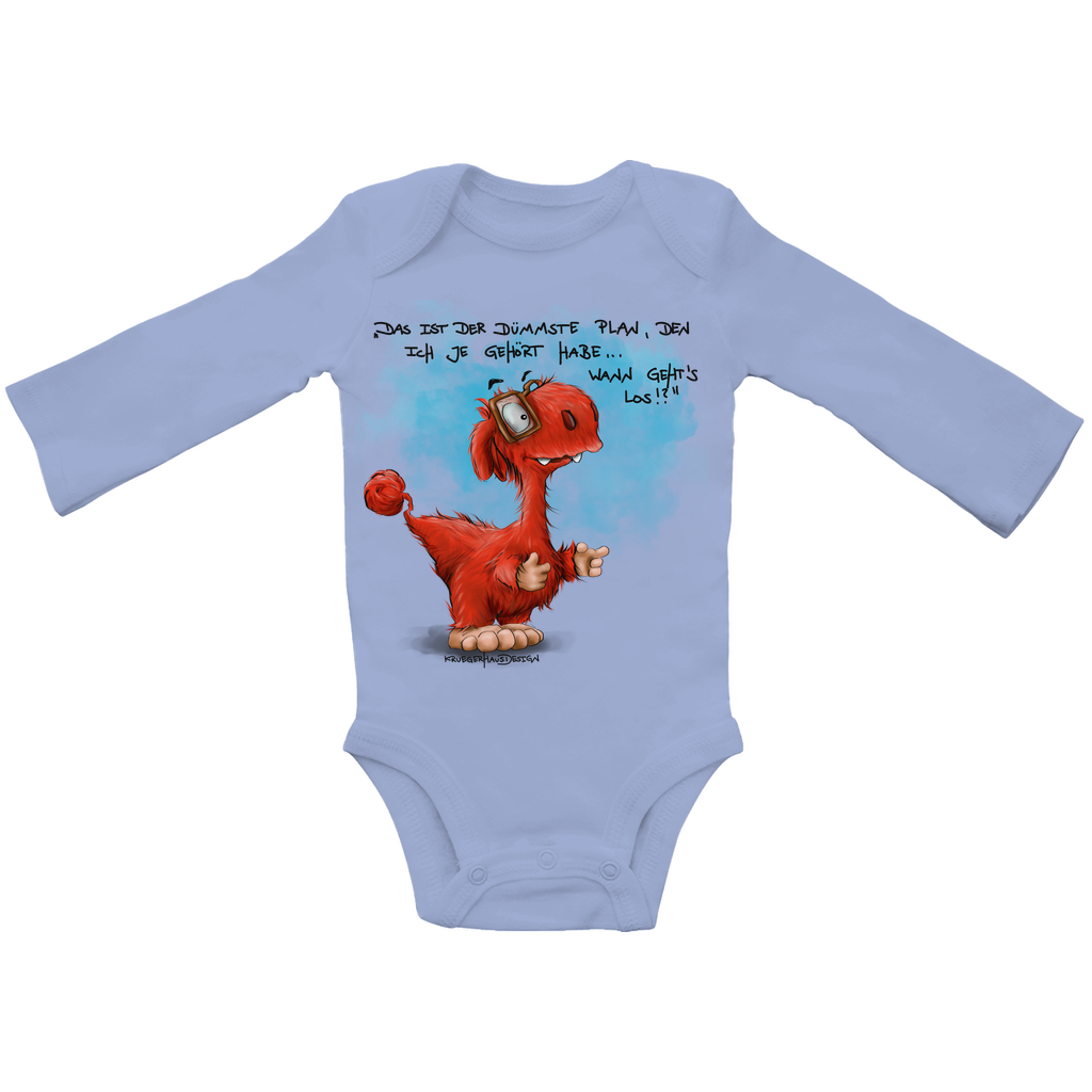 Baby Bio Bodysuite Langarm, Body Kruegerhausdesign Monster mit Spruch, Das ist der dümmste Plan...