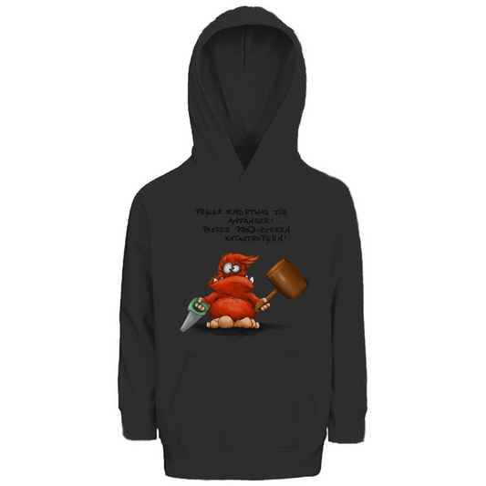 Kinder Premium Bio Hoodie, Kapuzen Pullover, Kruegerhausdesign Monster Spruch, schwarze Schrift, Fehler sind etwas ... #151