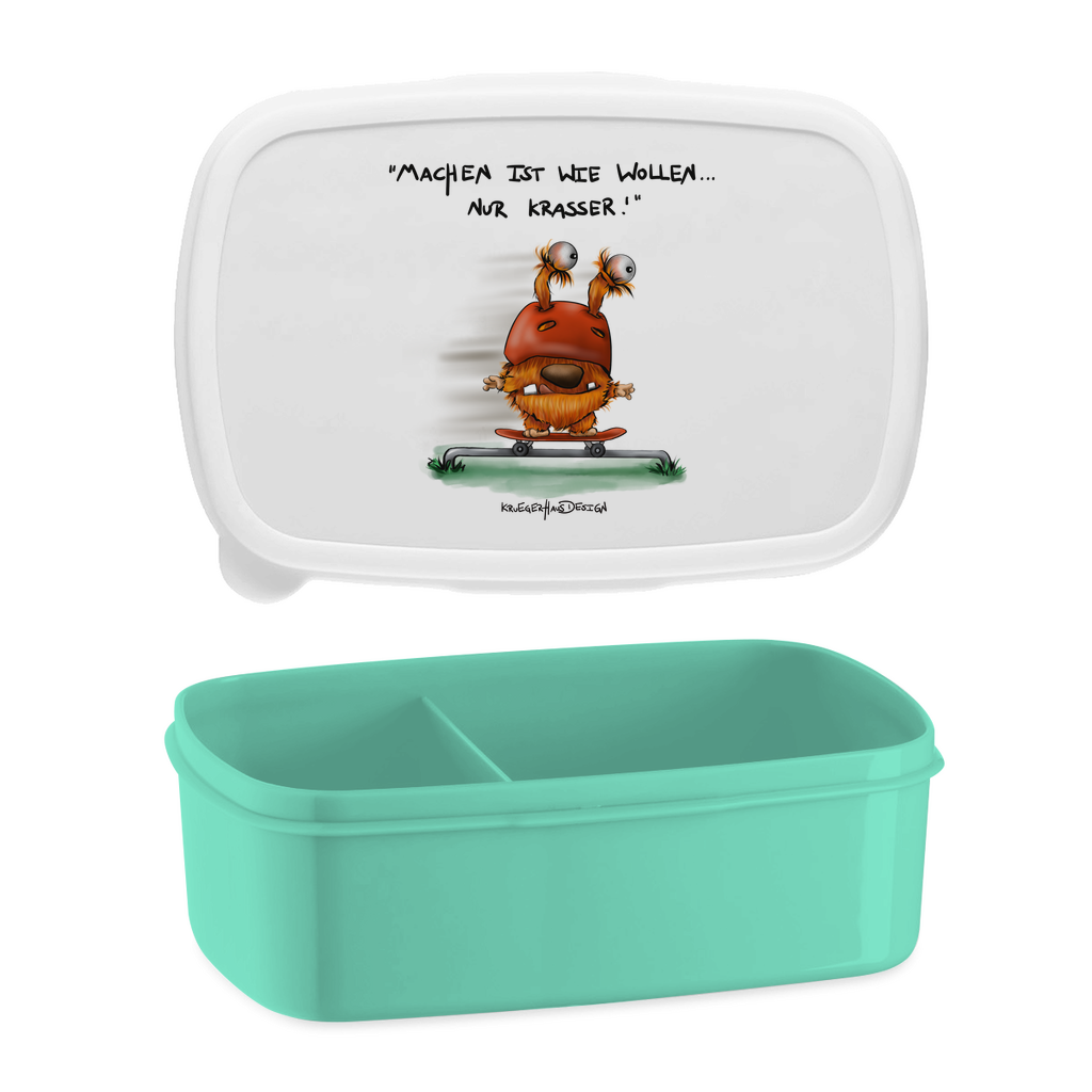 Lunchbox mit Aufteilung, Brotdose, Kruegerhausdesign Monster mit Spruch, Machen ist wie wollen...#5