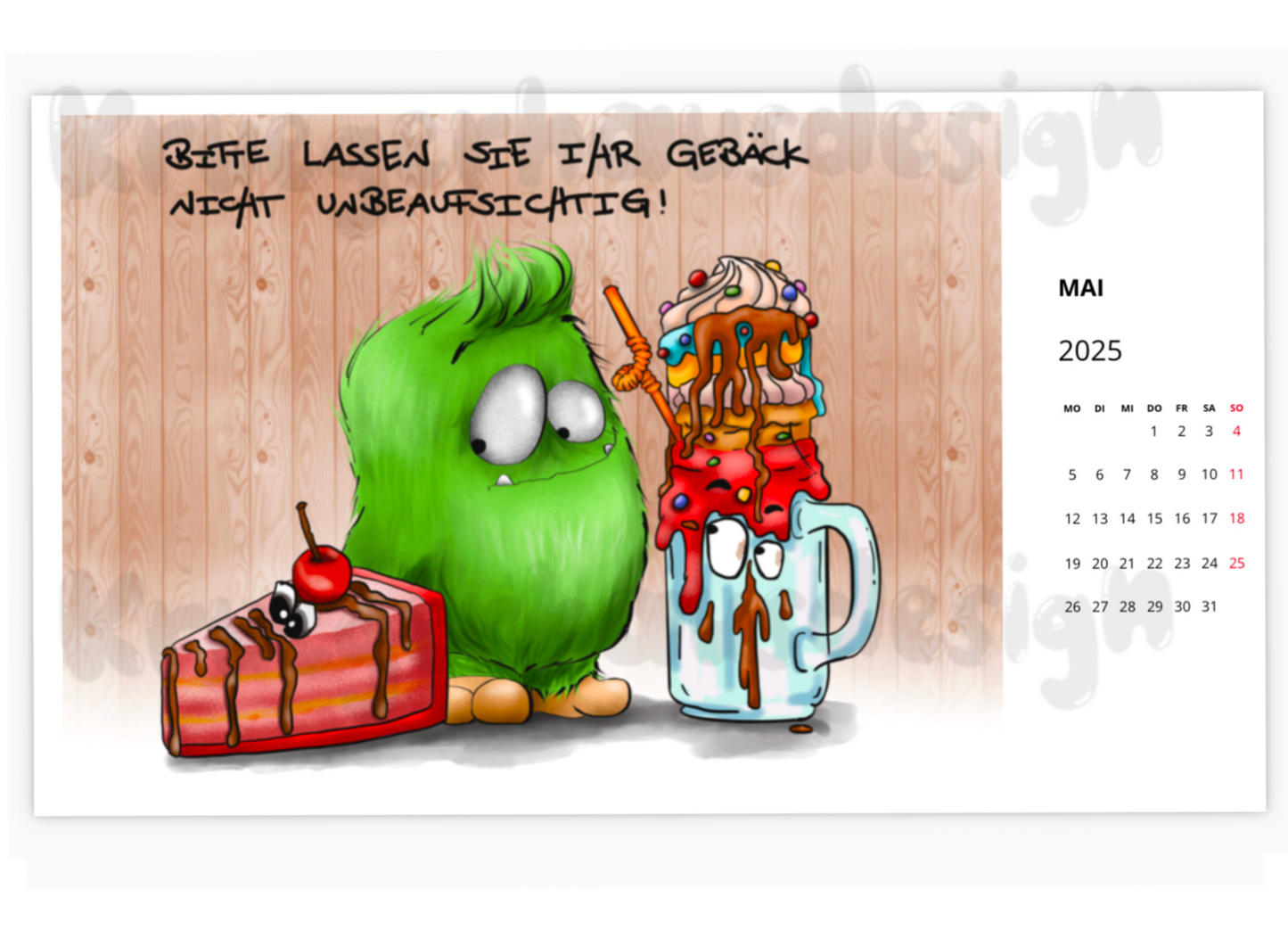 Postkarten  Kalender Kruegerhausdesign Monster Die Foodies 2025 NEU