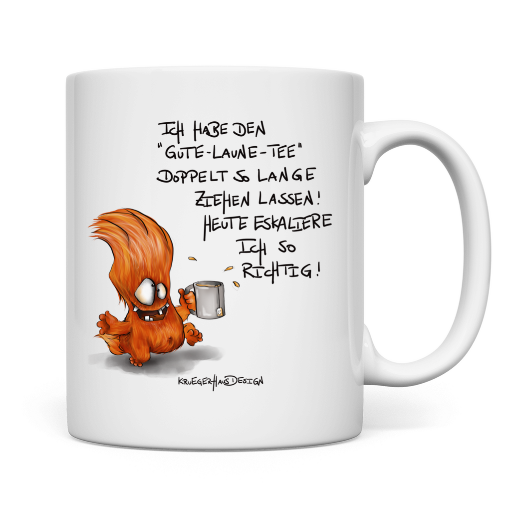 Tasse, Kaffeetasse, Teetasse, Kruegerhausdesign Monster mit Spruch, Ich habe den Gute-Laune-Tee...  #45