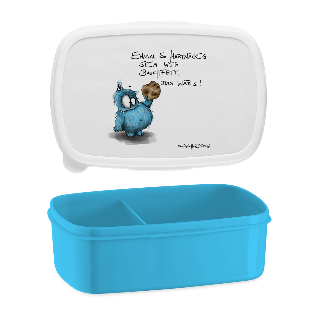 Lunchbox mit Aufteilung, Brotdose, Kruegerhausdesign Monster mit Spruch, Einmal so hartnäckig sein wie Bauchfett... #46