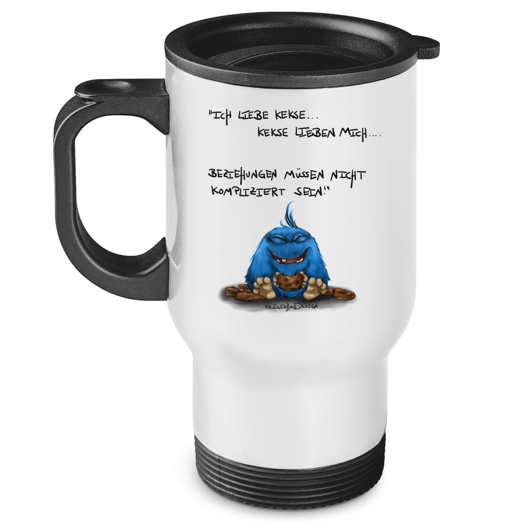 Edelstahl-Thermobecher, Coffee to Go Becher, Tasse, Kruegerhausdesign Monster und Spruch, Ich liebe Kekse und Kekse lieben mich... #28