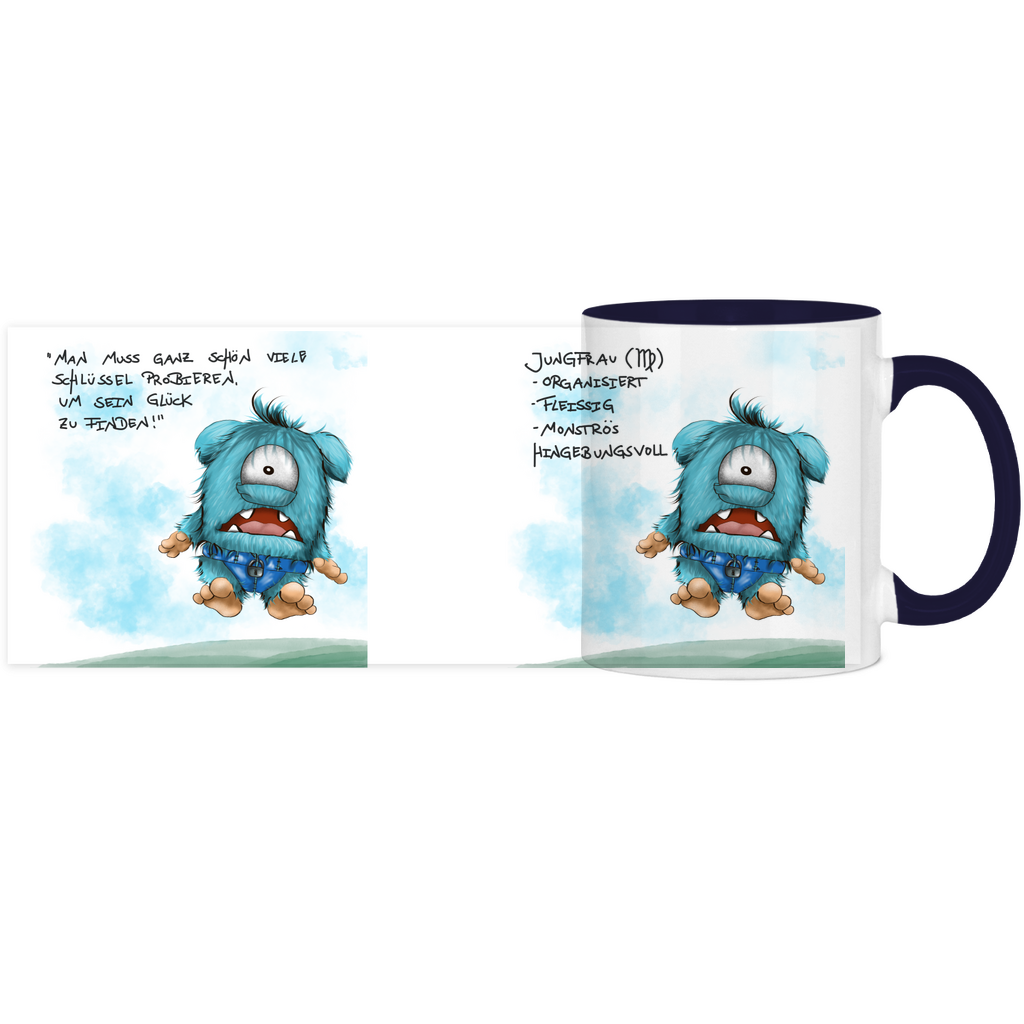 Tasse, Kaffeetasse Kruegerhausdesign Sternzeichen Jungfrau Monster, zweifarbig