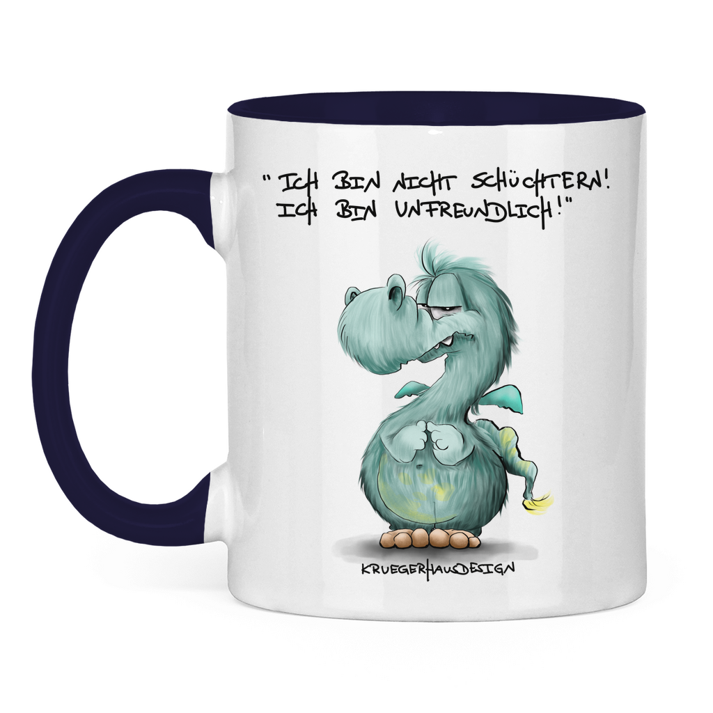 Tasse zweifarbig,Kaffeetasse, Teetasse, Kruegerhausdesign mit Monster und Spruch, Ich bin nicht schüchtern... #290