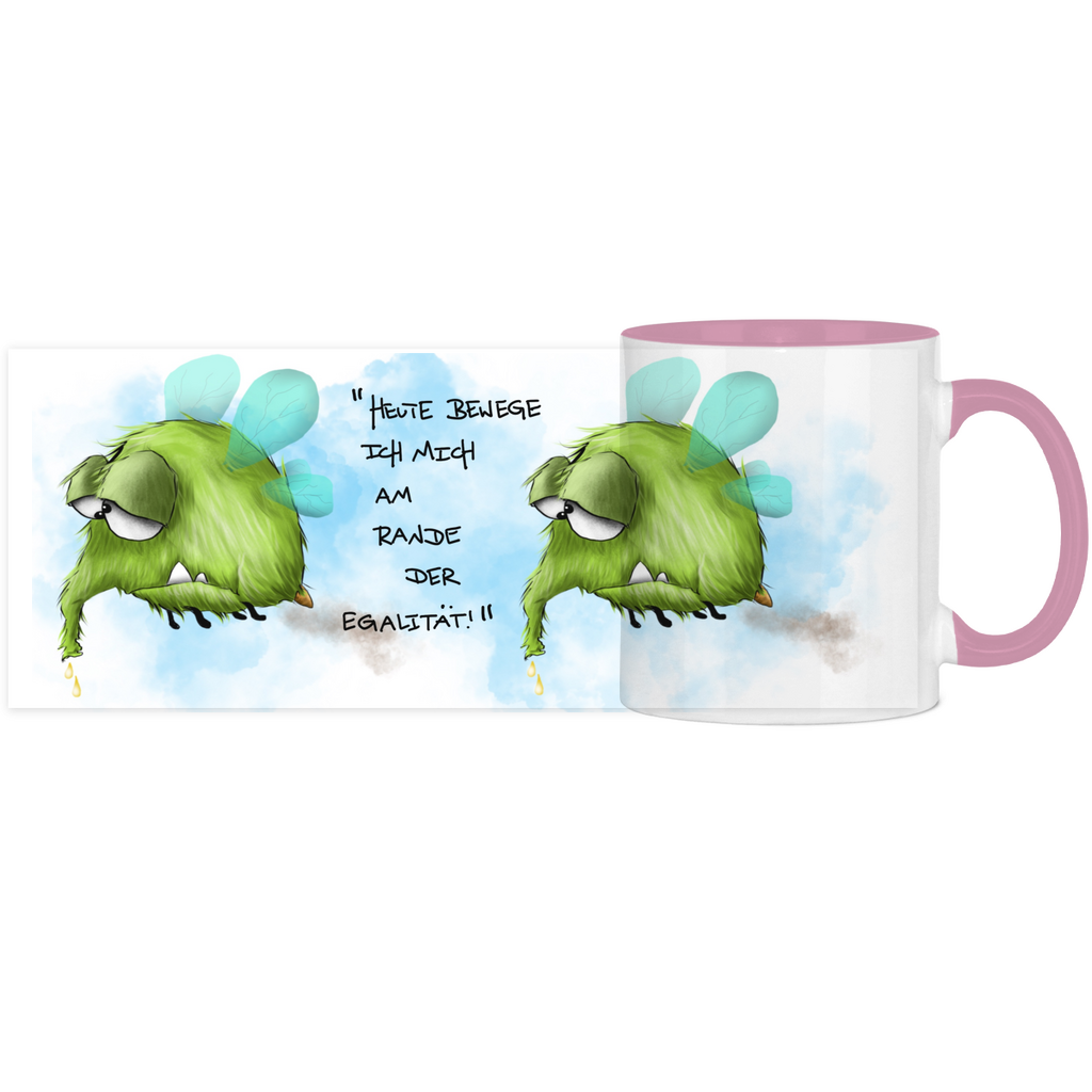 Tasse, Kaffeetasse, Teetasse, zweifarbig, Kruegerhausdesign Monster mit Spruch, 2. Variante, Heute bewege ich mich...