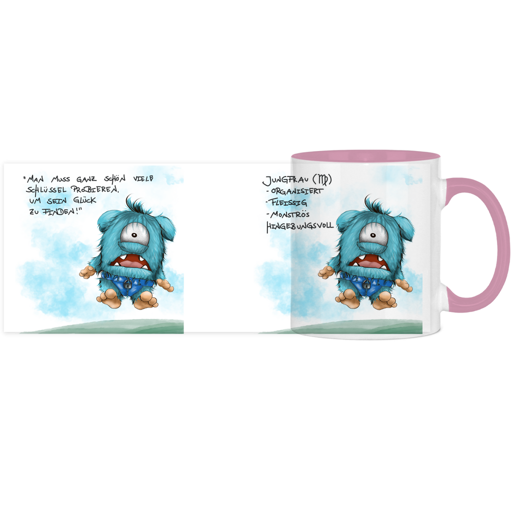 Tasse, Kaffeetasse Kruegerhausdesign Sternzeichen Jungfrau Monster, zweifarbig